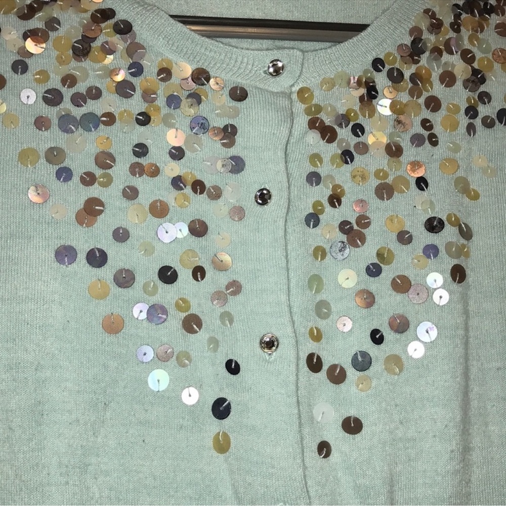 Sequined Aqua Blue-Green Cardigan